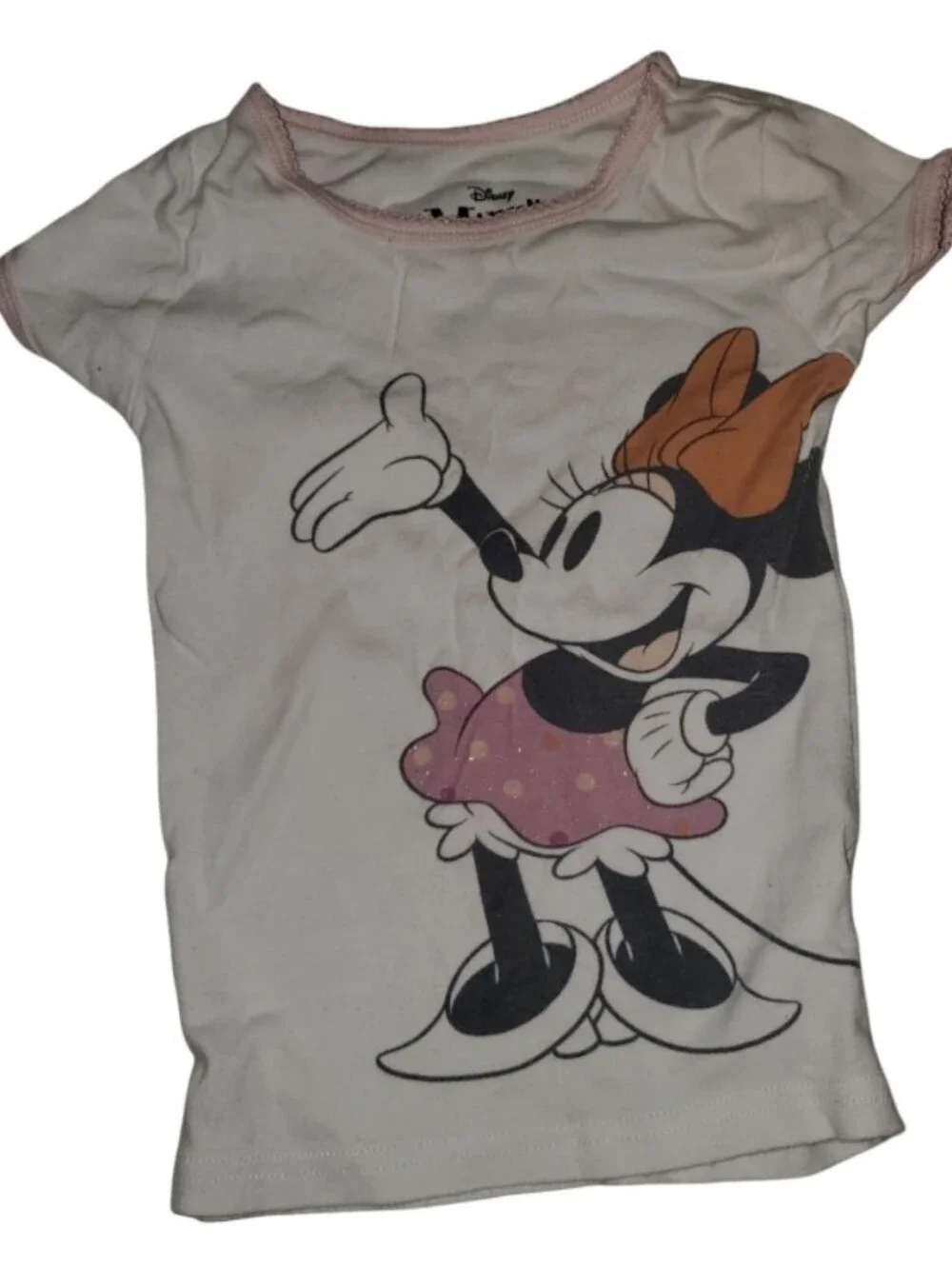 Disney Minnie Mouse White Top with Pink & Orange Dot Shorts Pajama Set